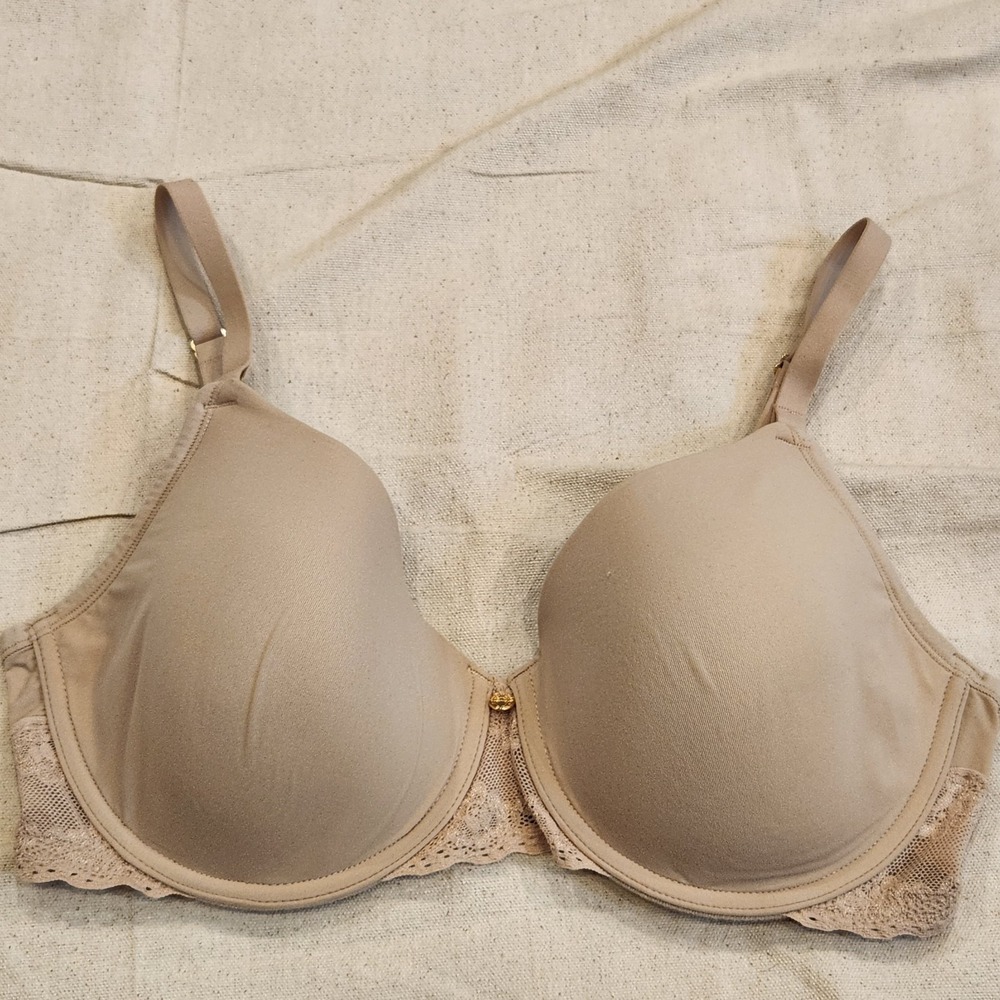Natori Bliss Perfection Contour Underwire Bra 34DD Tan Beige Lace Back